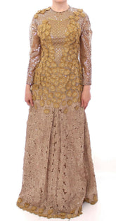 Lanre Da Silva Ajayi GOLD Long Lace Maxi Crystal Dress -   -  Lanre Da Silva Ajayi.